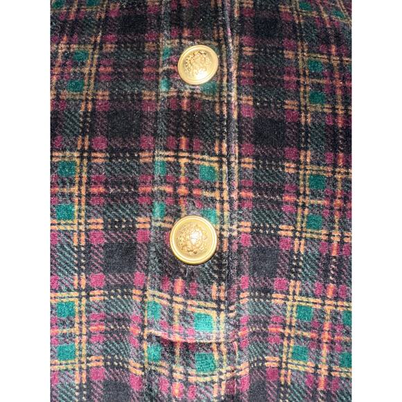 Jones New York M velvet maxi dress home gown Christmas checked black dark plaid - Picture 3 of 15